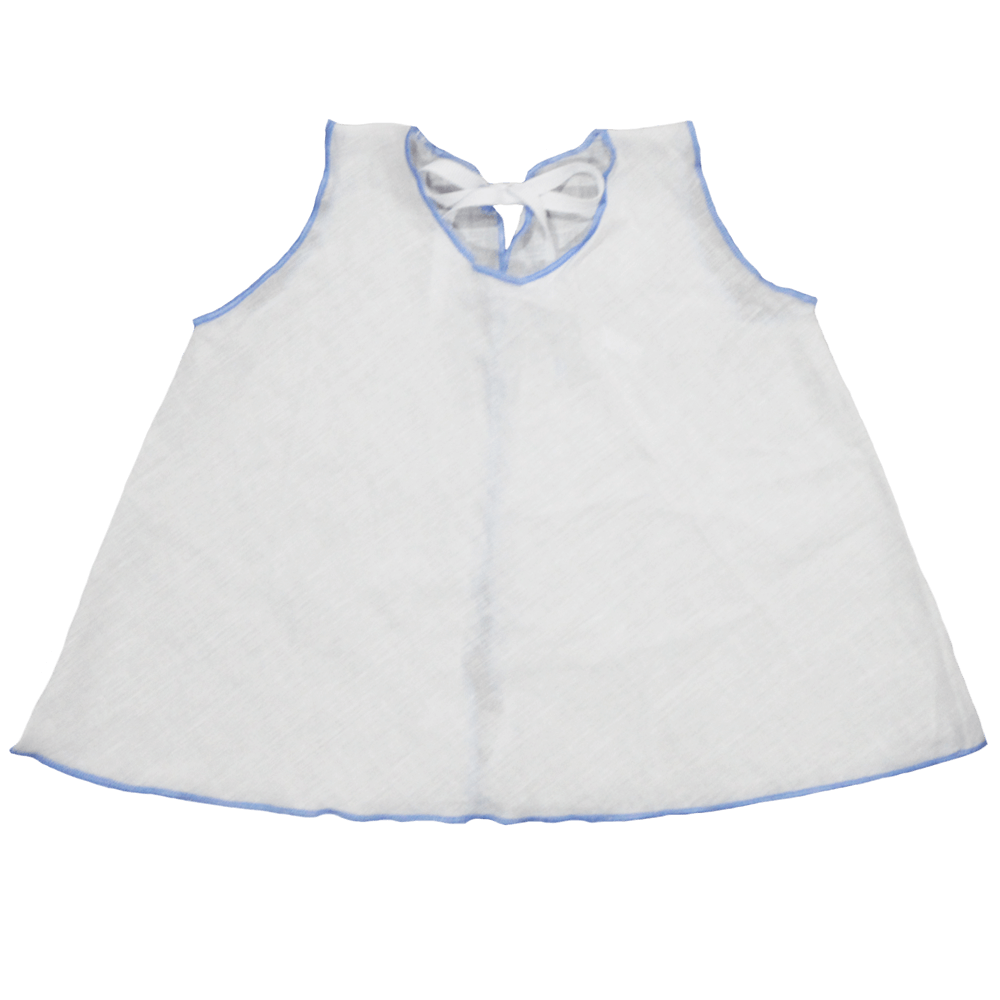 Classic Muslin Baby Shirt with pastel border in blue
