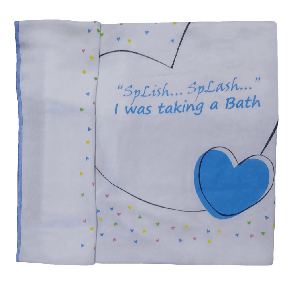 3 PC ORGANIC COTTON BABY TOWEL SET WHITE WITH PASTEL BORDER (40″ X 26″) Velona