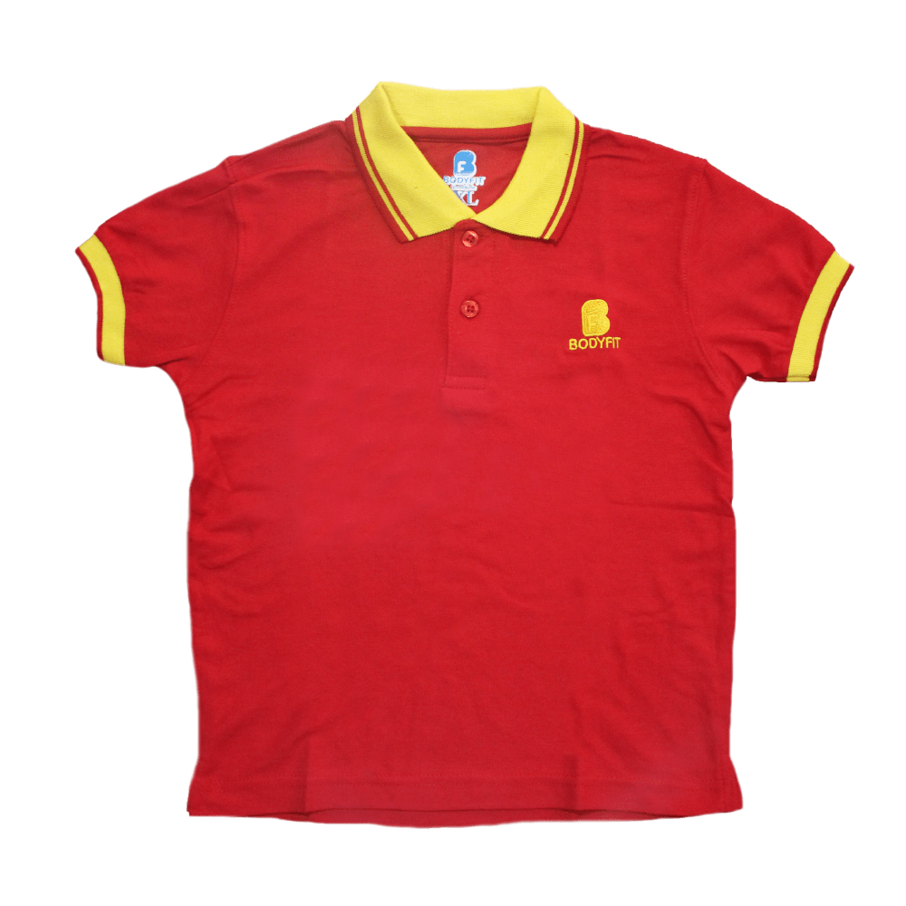 Bodyfit Kids Polo Shirt in Red