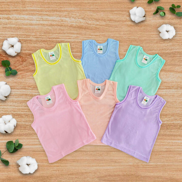 6pcs Velona My First Vest - Coloured Baby Vest pack